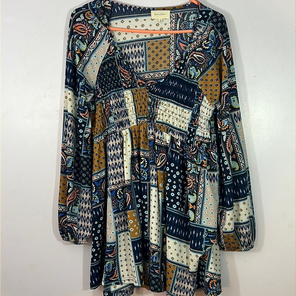 Melloday patterned dress, large, largely darling!